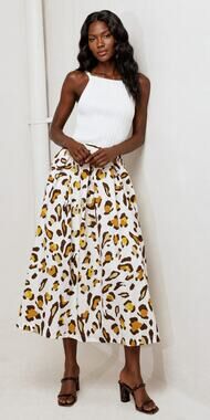 FreeMarket City Jungle Animal Print Woven Full Midi Skirt Womens Size Small New
